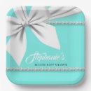 Aqua Elegant Tiffany Pearls Fancy Baby Shower Paper Plates