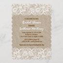 Beige Linen & White Lace Bridal Shower Invite