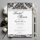 Black and White Lace Pearls Damask Bridal Shower