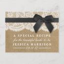 Black Ribbon On Kraft & Lace Bridal Shower Recipe Invitation Post