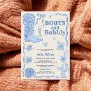 Blue scribbles boots bubbly bridal shower