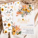 Boho chic rustic orange sunflowers bridal shower