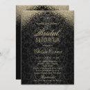 Bridal Shower - Black Damask and Gold Glitter