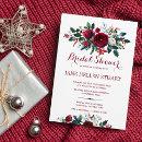 Burgundy pine green winter floral bridal shower