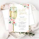 Champagne Glass Pink and Gold Floral Bridal Shower