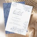 Chic Blue Line Drawn Floral Bridal Shower Brunch