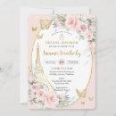 Chic Blush Pink Floral Paris Eiffel Bridal Shower