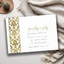 CLASSIC GOLD DAMASK FLORAL PATTERN WEDDING RSVP ENCLOSURE