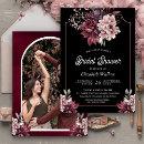 Dark Moody Floral Frame Photo Black Bridal Shower