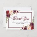 Elegant Burgundy Floral Bridal Shower Thank You