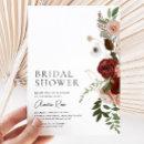 Elegant Floral Burgundy Script Bridal Shower