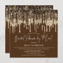 Glam Glitter Drip Gold Brown Bridal Shower by Mail