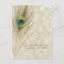 Gold Exotic Peacock Feather Glam Save the Date Announcement Post