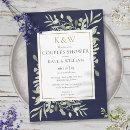 Gold Monogram Greenery Navy Blue Couples Shower