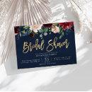 Gold script navy blue floral bridal shower