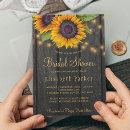 Gold script sunflowers country wood bridal shower