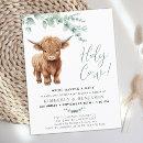 Holy Cow Greenery Highland Cow Couples Baby Shower Invitation Post