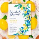 Italian lemon blue floral script bridal shower