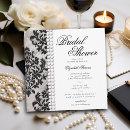 Lace Pearl Damask Black White Formal Bridal Shower