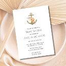 Nautical Anchor Gold Stripe Bridal Shower Invite