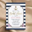 Nautical Gold Anchor Navy Stripes Bridal Shower