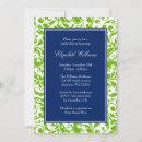 Navy Blue and Green Swirls Damask Bridal Shower