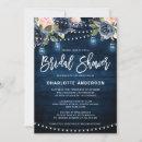 Navy Blue Blush Floral String Light Bridal Shower