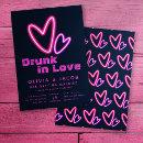 Neon Pink Hearts Drunk in Love Wedding Shower