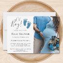 Oh Boy Blue Glitter Feet Photo Couples Baby Shower