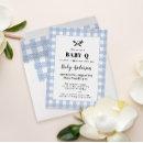 Pale Blue Gingham Plaid Baby Shower BBQ