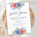 Patriotic Floral Red Blue Bridal Shower Invitation Post