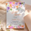 Pretty purple orange floral script bridal shower