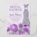 Purple Lavender Floral Bridal Shower Silver Gown Foil