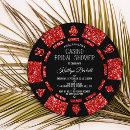 Red Glitter Poker Chip Casino Bridal Shower