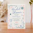 Retro French hand drawn illustrated bridal shower