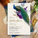 Royal Blue Purple Floral Peacock Bridal Shower