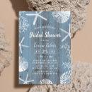 Rustic Beach Seashells Dusty Blue Bridal Shower