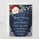 Rustic Blue Red Floral Lights Lace Bridal Shower