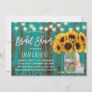 Sunflower Floral Mason Jar Teal Wood Bridal Shower