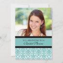 Teal Damask Photo Bridal Shower Invitation