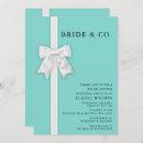 Teal White Bow Ribbon Cute Modern Bridal Shower