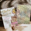 Travel Map Bridal Shower / Pink Gold Floral