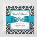 Turquoise, Black Damask Love Hearts Bridal Shower