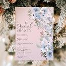 Winter dusty blue floral snow pink bridal shower