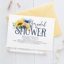 Yellow Sunflowers Elegant Navy Blue Bridal Shower